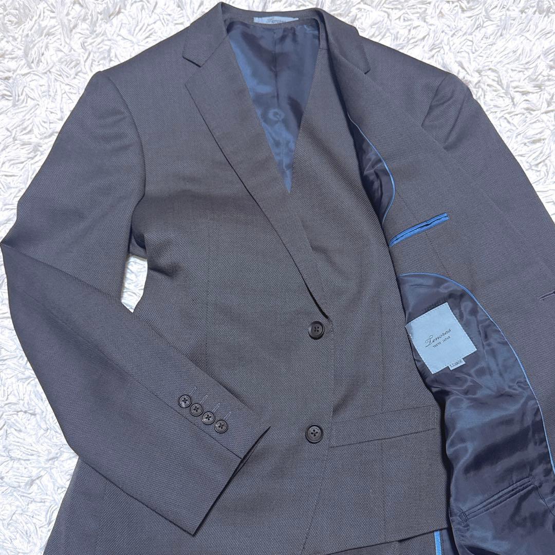 《極美品》TENORAS XL LL 3ピーススーツ グレー 光沢感 青み感