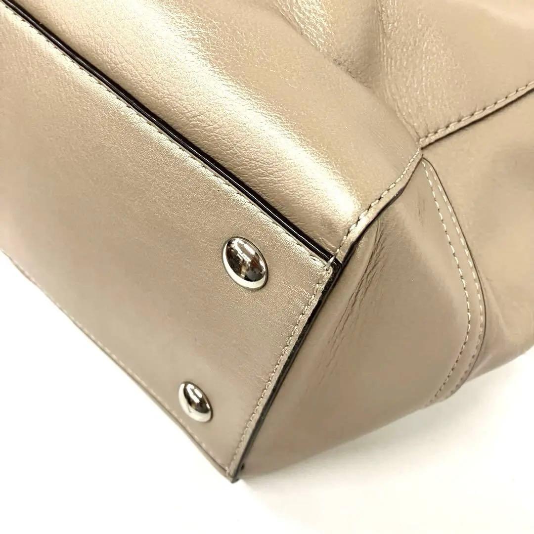 未使用！コーチCOACH本革ショルダートートバッグ シャンパンゴールド