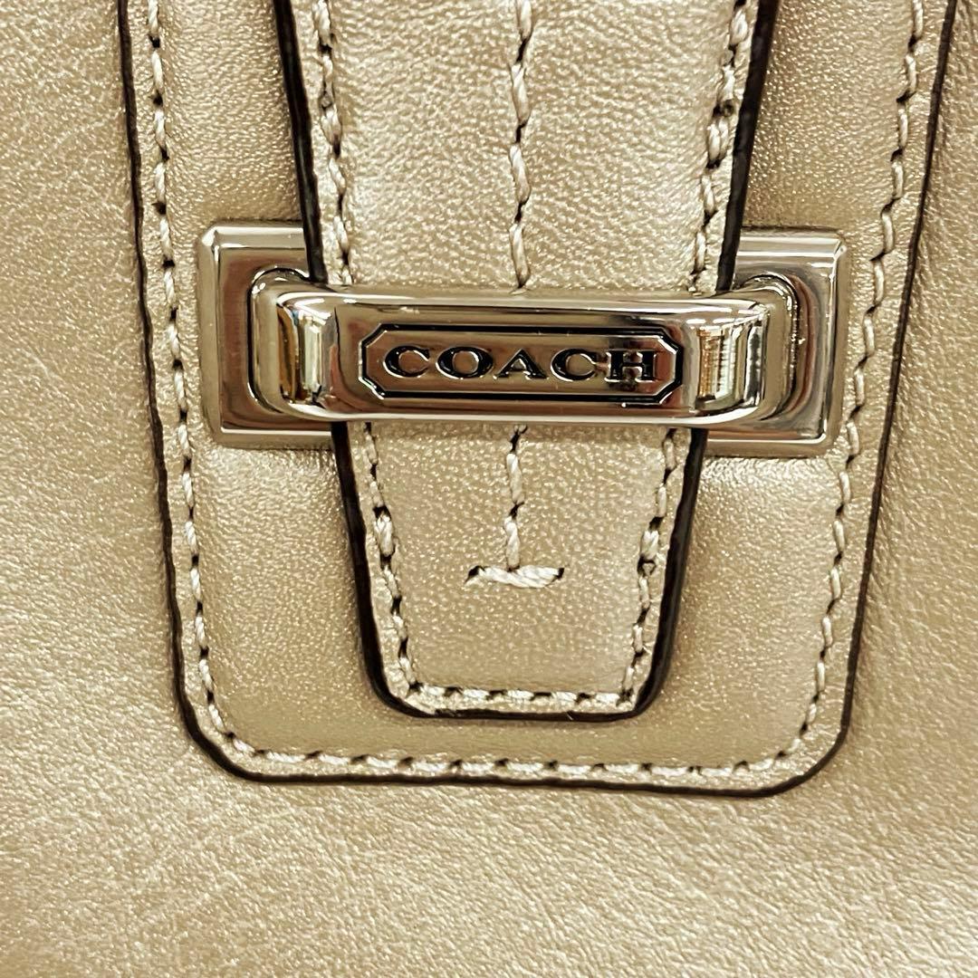 未使用！コーチCOACH本革ショルダートートバッグ シャンパンゴールド