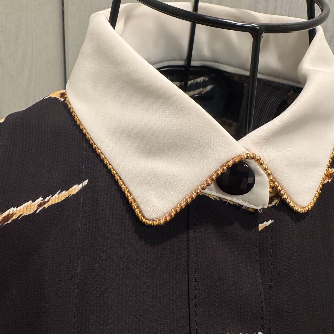 伊太利屋　レオパード柄　プリーツ　ワンピース