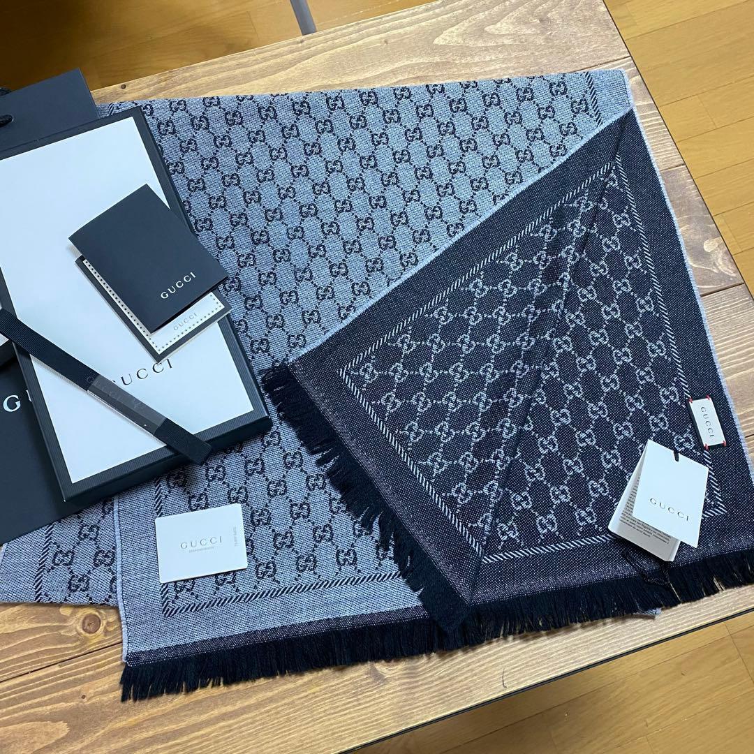 2025年購入大判新品✨GUCCIマフラー❗️箱紙袋セット❗️グッチマフラー