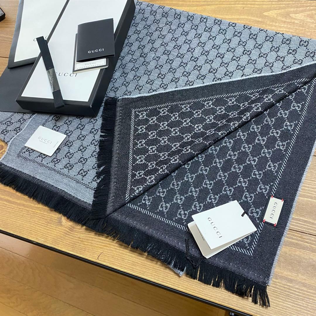 2025年購入大判新品✨GUCCIマフラー❗️箱紙袋セット❗️グッチマフラー
