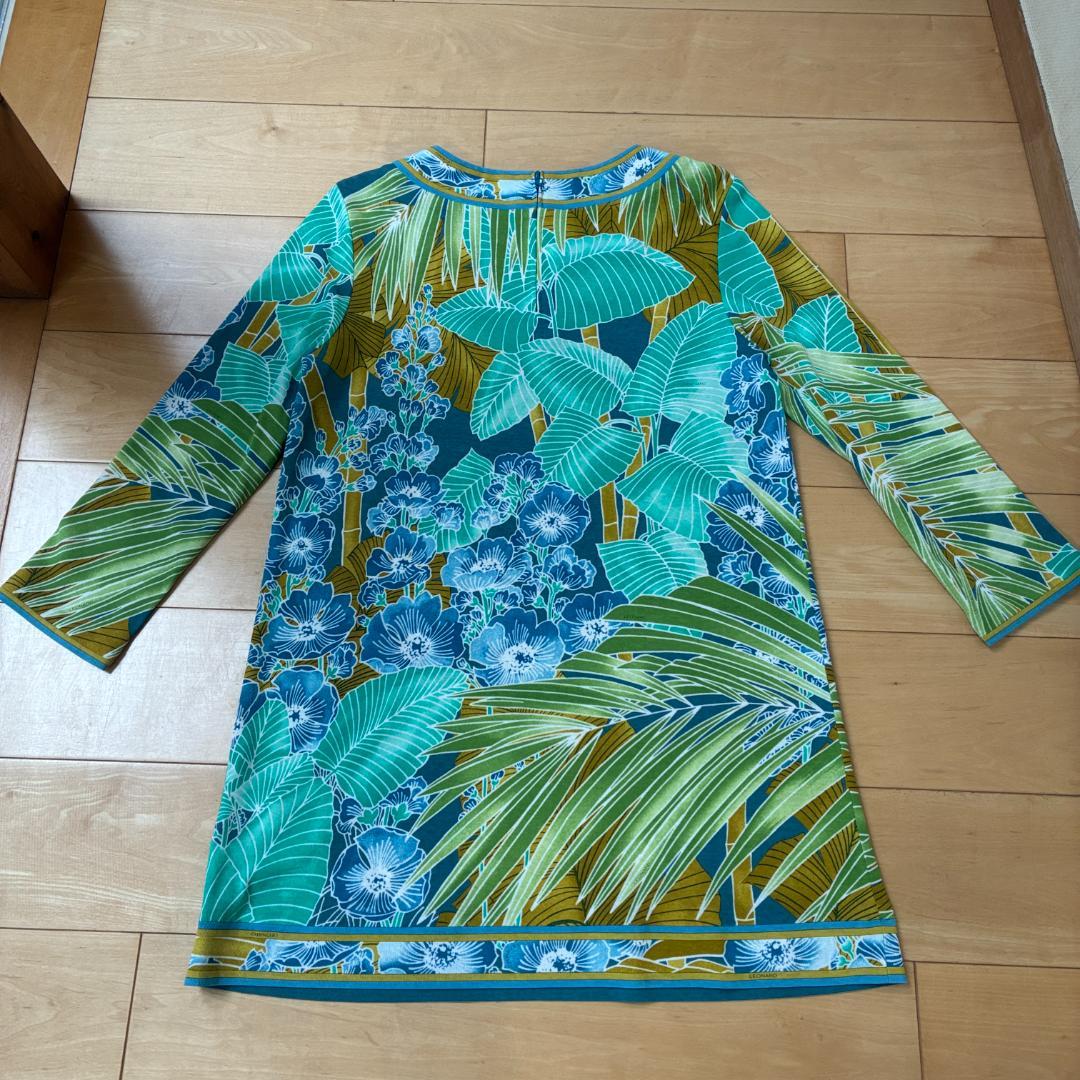 LEONARD レオナール 花柄プリント グリーン チュニック サイズ40