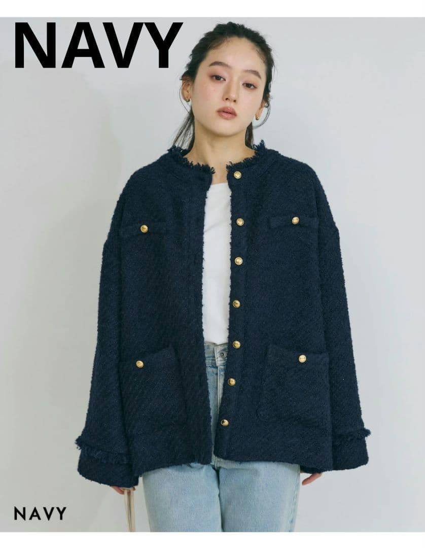 BASEMENT online ゴールドボタンツイードジャケット HARUKA