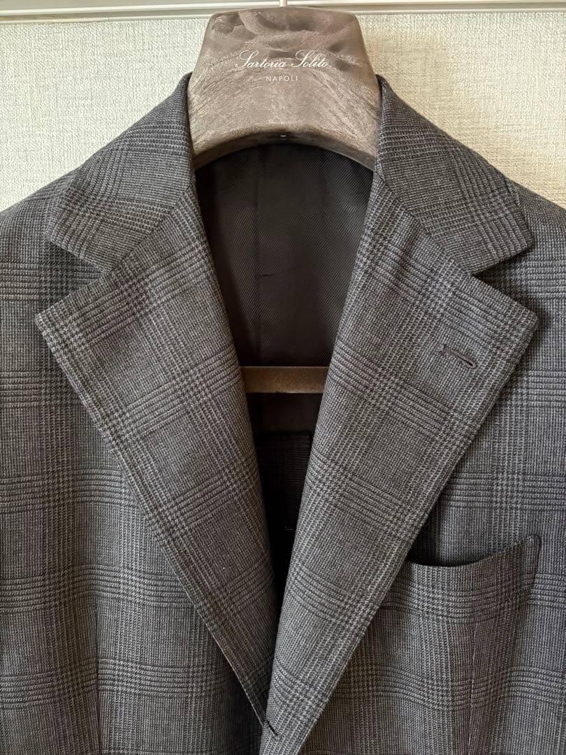 サルトリア　ソリート　スーツ　ミディアムグレー　グレンチェック　４４　シャロン