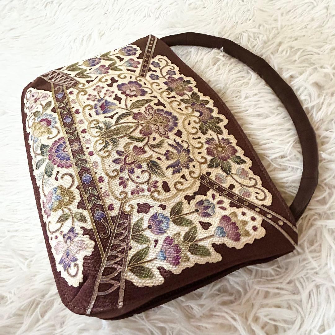 【極美品】【皇室御用達】オカジマ 岡重 正絹 利休バック 和装バック 友禅 着物