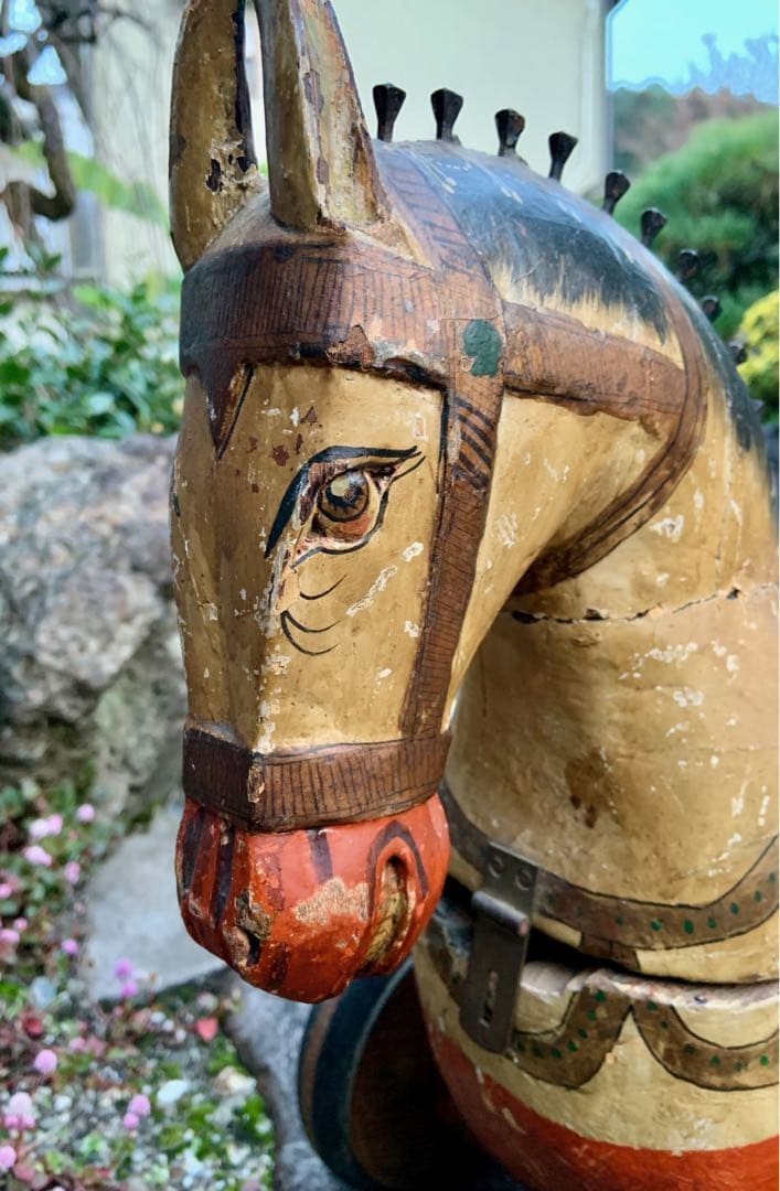 おもちゃの木馬　ヴィンテージ　アート　アンティーク風　古美術　インド　サーカス