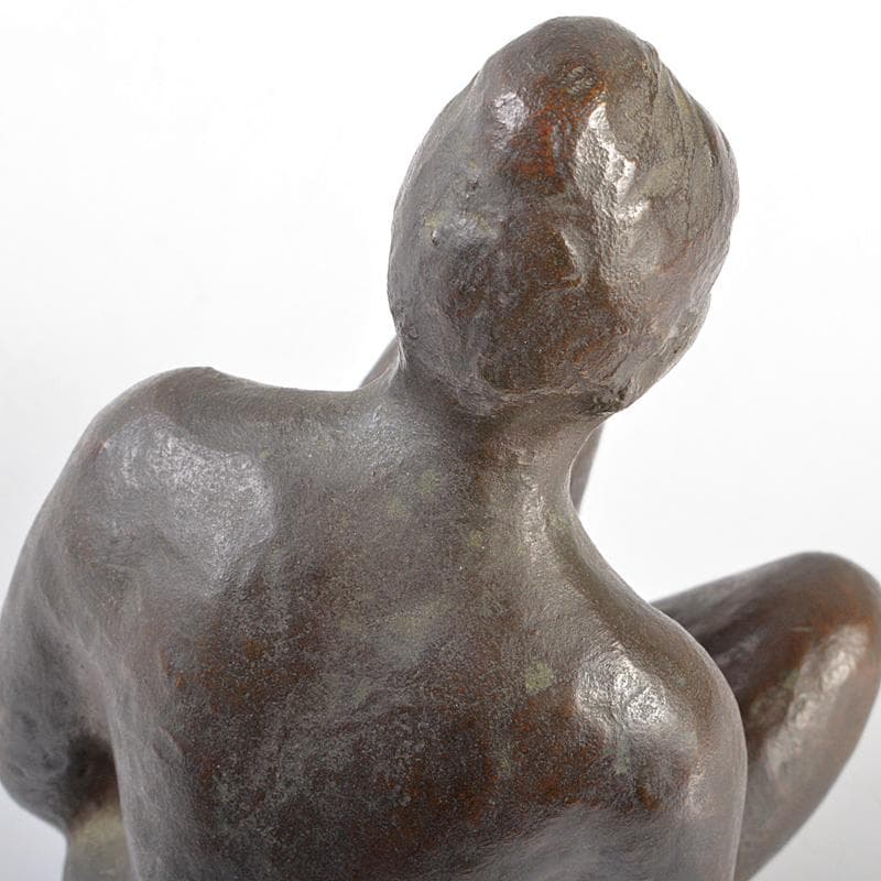 滝川美一作　ブロンズ　坐女　裸婦像　置物　共箱　M　R5604