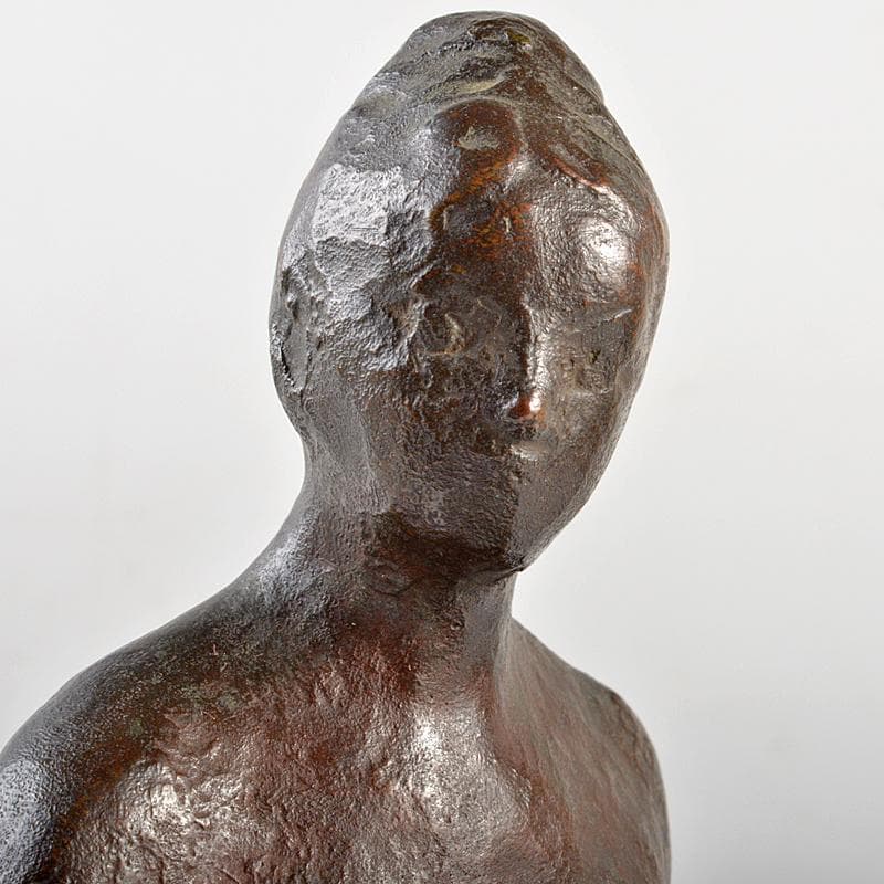 滝川美一作　ブロンズ　坐女　裸婦像　置物　共箱　M　R5604