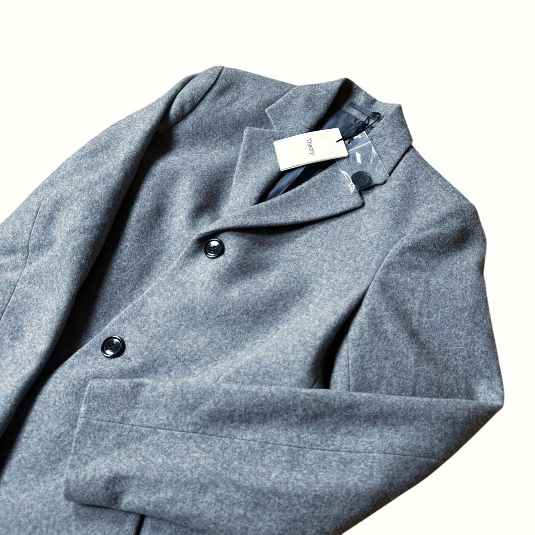 【新品タグ付】定価約8万 セオリー 日本製 ラムメルトン チェスターコート 灰
