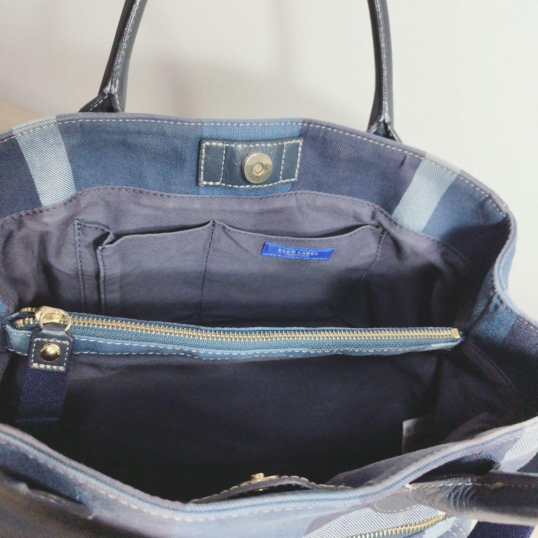 ブルーレーベルクレストブリッジ チェック柄 2WAYトート ネイビー