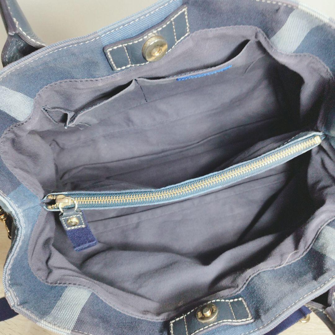 ブルーレーベルクレストブリッジ チェック柄 2WAYトート ネイビー