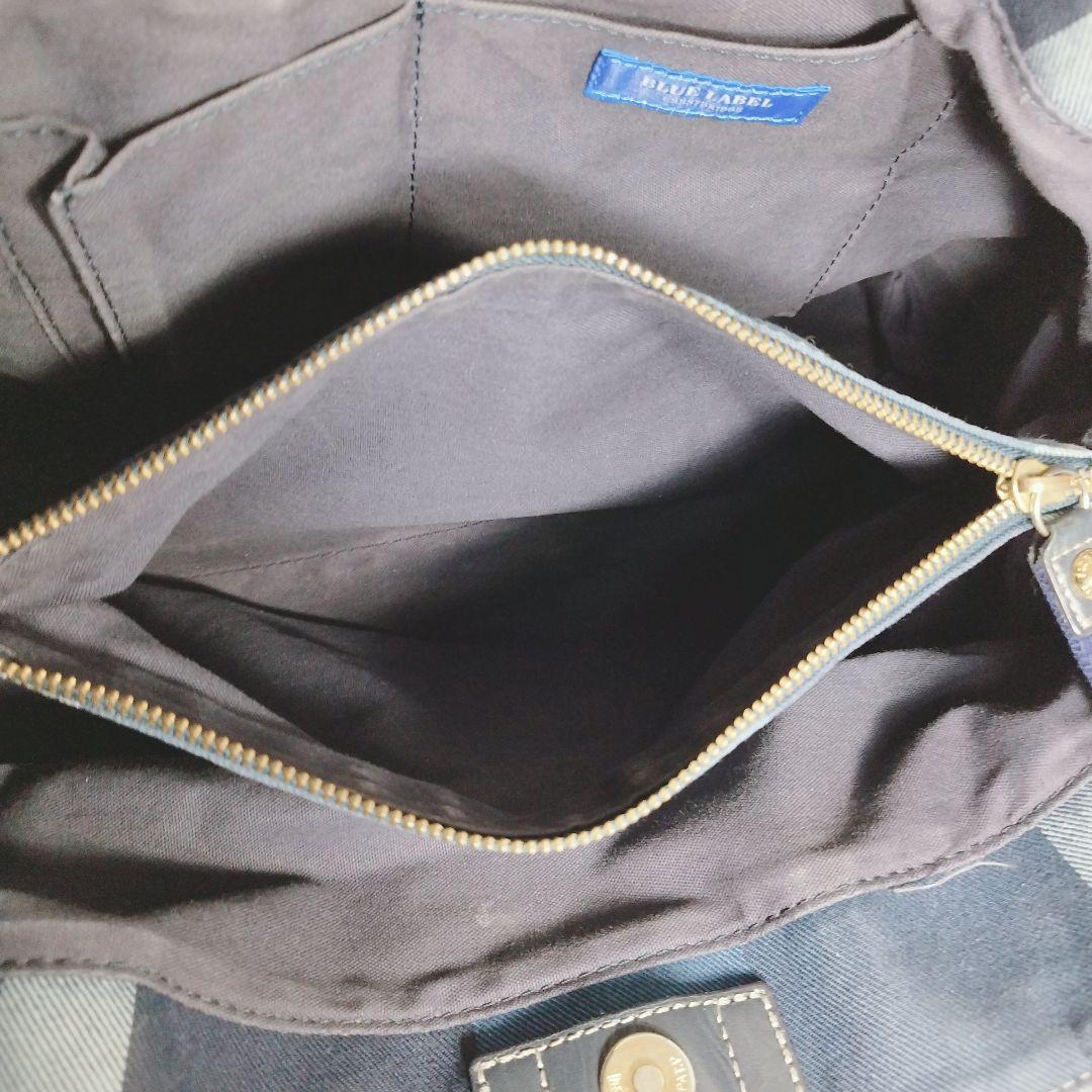 ブルーレーベルクレストブリッジ チェック柄 2WAYトート ネイビー