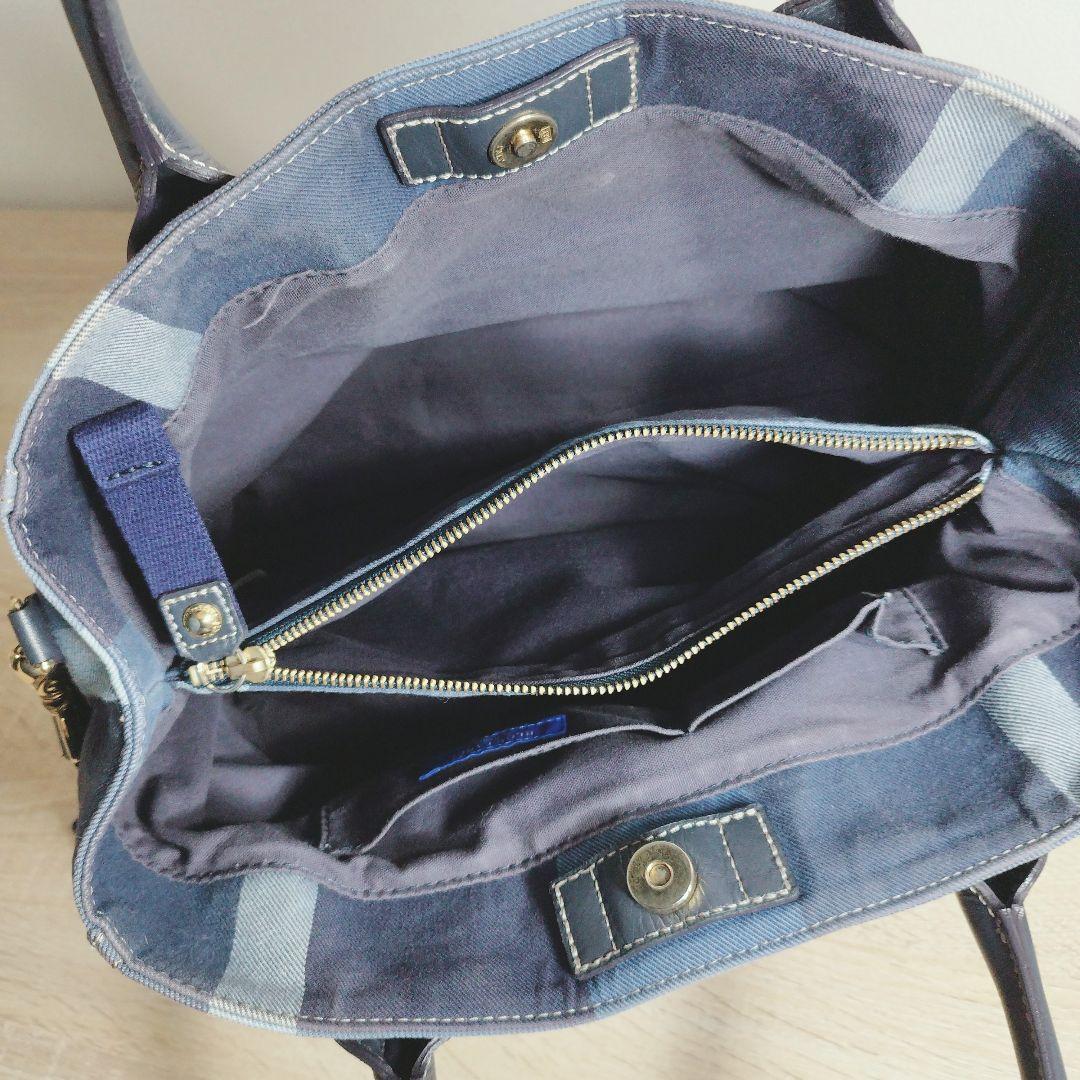 ブルーレーベルクレストブリッジ チェック柄 2WAYトート ネイビー