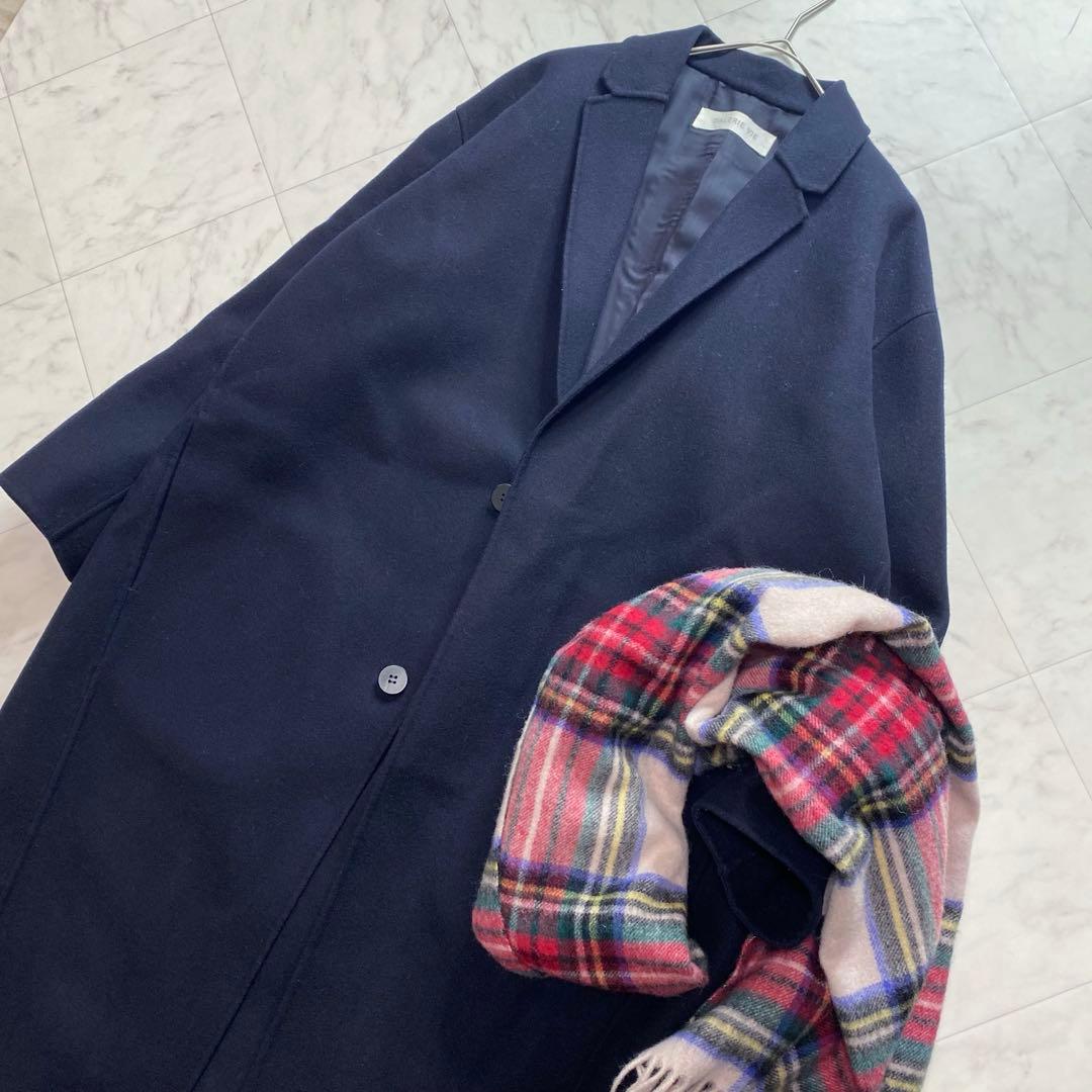 美品✨GALERIE VIE ライトメルトン チェスターコート　カシミヤ混　紺