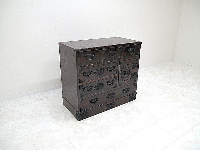 美品　最高級仙台箪笥　欅材鏡面仕上げ漆塗装　時代箪笥　和箪笥/整理箪笥/伝統工芸