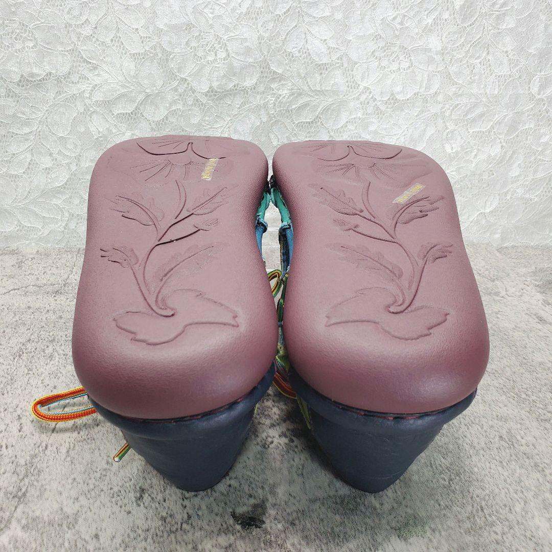 ​美品✨エスタシオン✨本革 パッチワーク 厚底スニーカー マルチカラー M