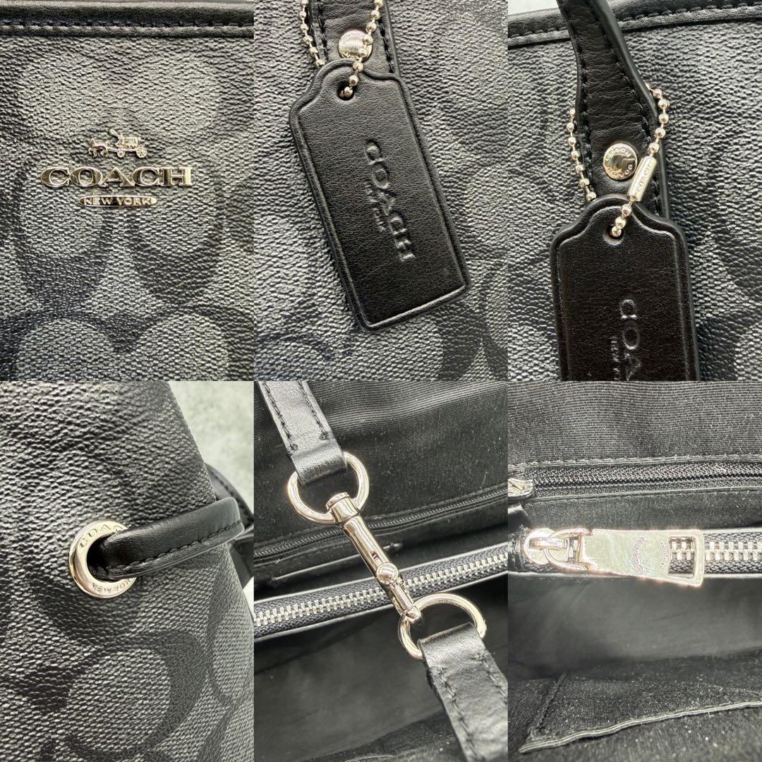 【良品】COACH コーチ トートバッグ PVC ブラック 肩掛け シグネチャー
