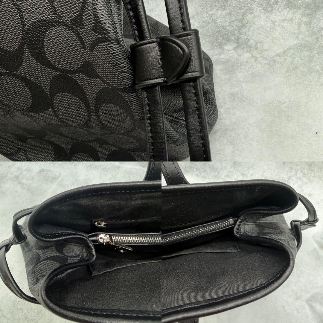【良品】COACH コーチ トートバッグ PVC ブラック 肩掛け シグネチャー