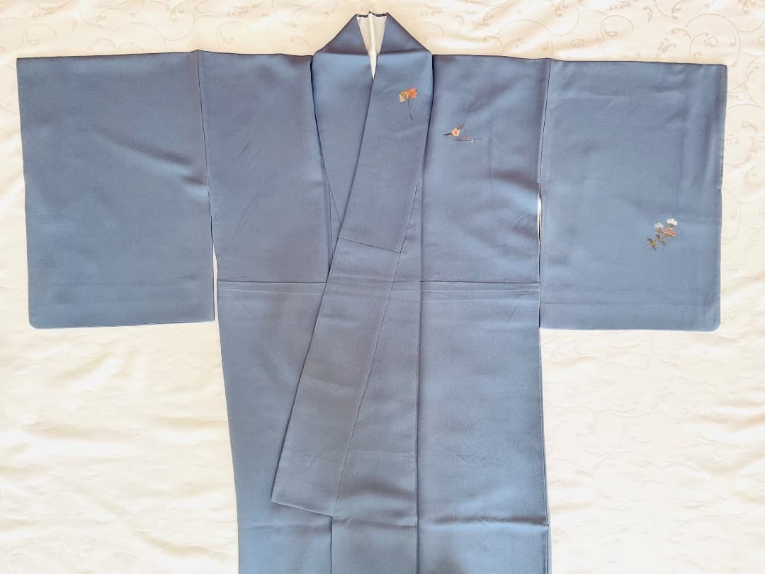 付下げ　フルセット　縫紋付　丸に橘　　正絹　六通柄袋帯　帯揚げ　帯締め