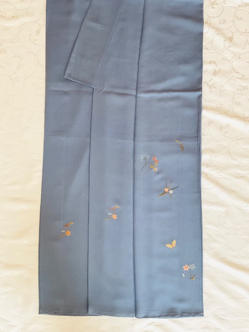 付下げ　フルセット　縫紋付　丸に橘　　正絹　六通柄袋帯　帯揚げ　帯締め