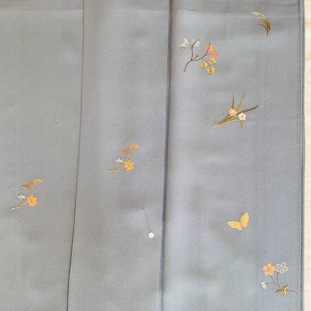 付下げ　フルセット　縫紋付　丸に橘　　正絹　六通柄袋帯　帯揚げ　帯締め