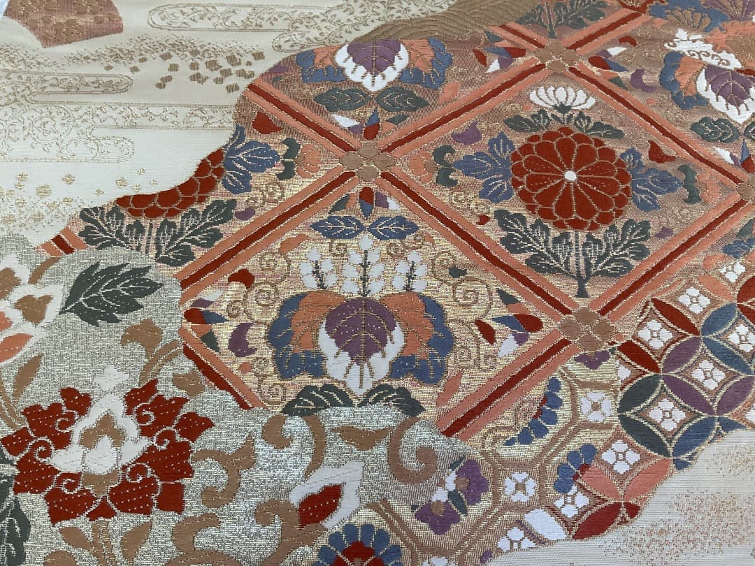 付下げ　フルセット　縫紋付　丸に橘　　正絹　六通柄袋帯　帯揚げ　帯締め