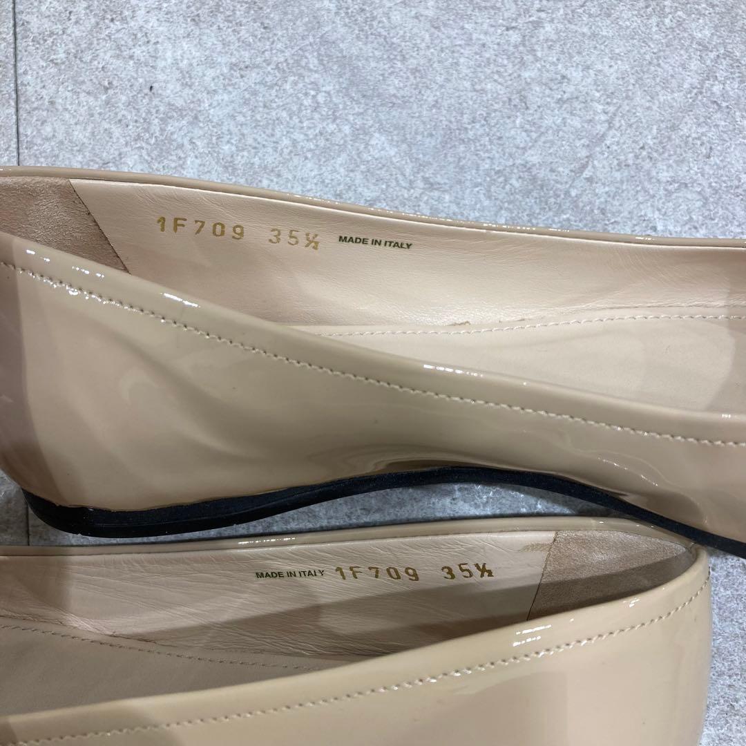 ⭐︎箱ケアカード付属　美品　プラダ　フラットシューズ　ベージュ　エナメル