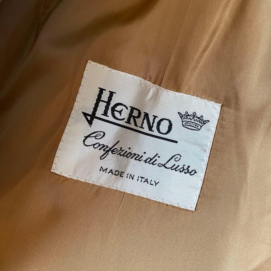 稀少 美品◆HERNO 高級ロングコート カシミヤ イタリア ダブル ベージュ