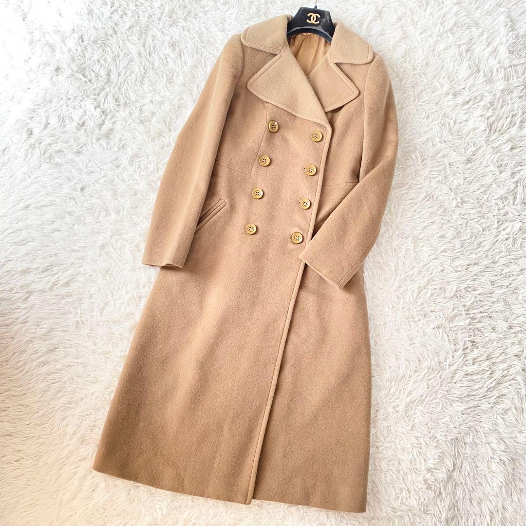 稀少 美品◆HERNO 高級ロングコート カシミヤ イタリア ダブル ベージュ