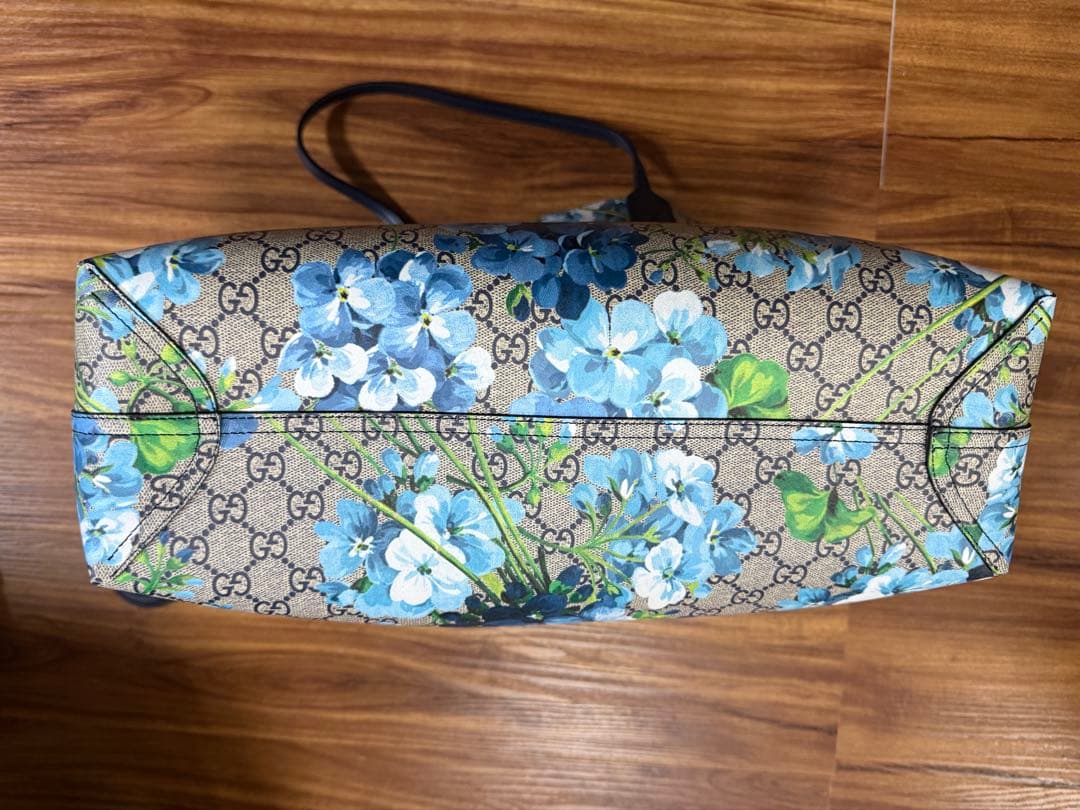 GUCCI GGブルームス　 花柄トートバッグ　ブルー　 リバーシブ