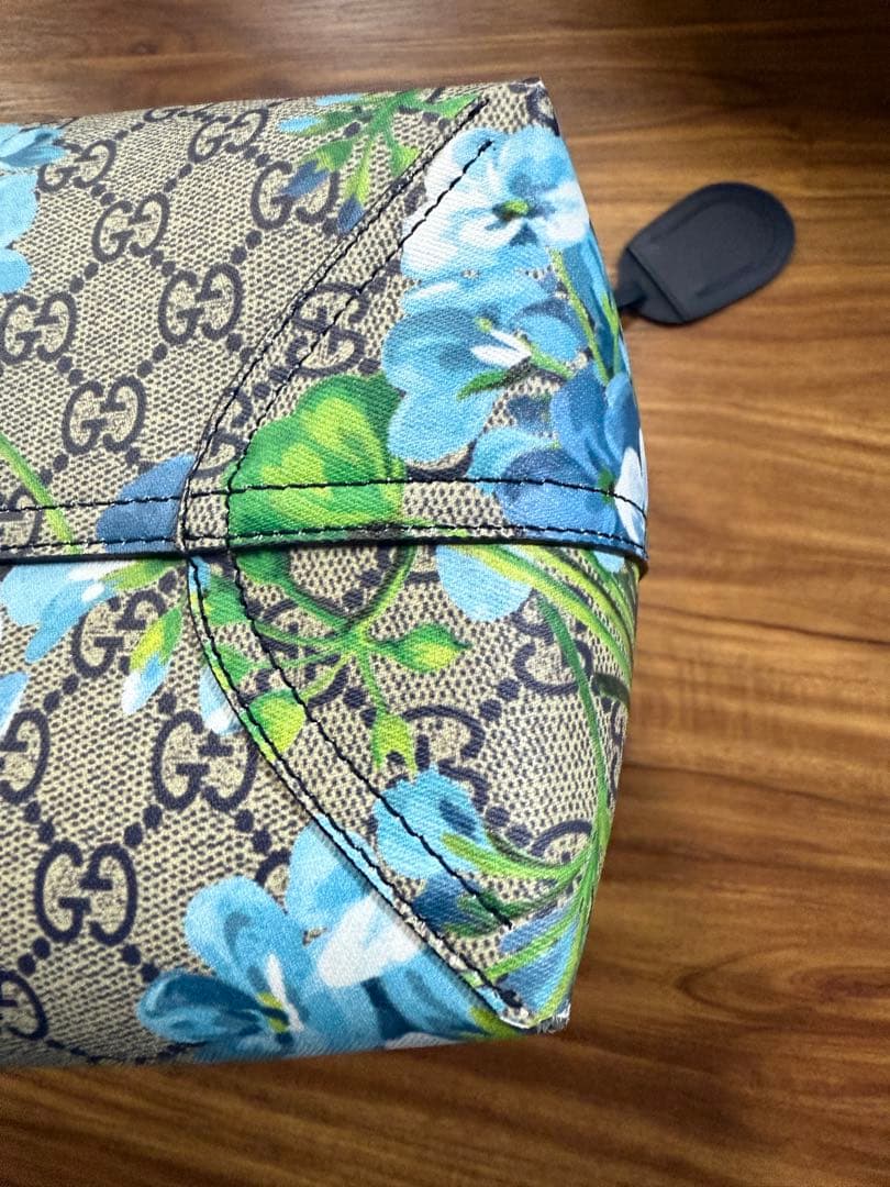 GUCCI GGブルームス　 花柄トートバッグ　ブルー　 リバーシブ