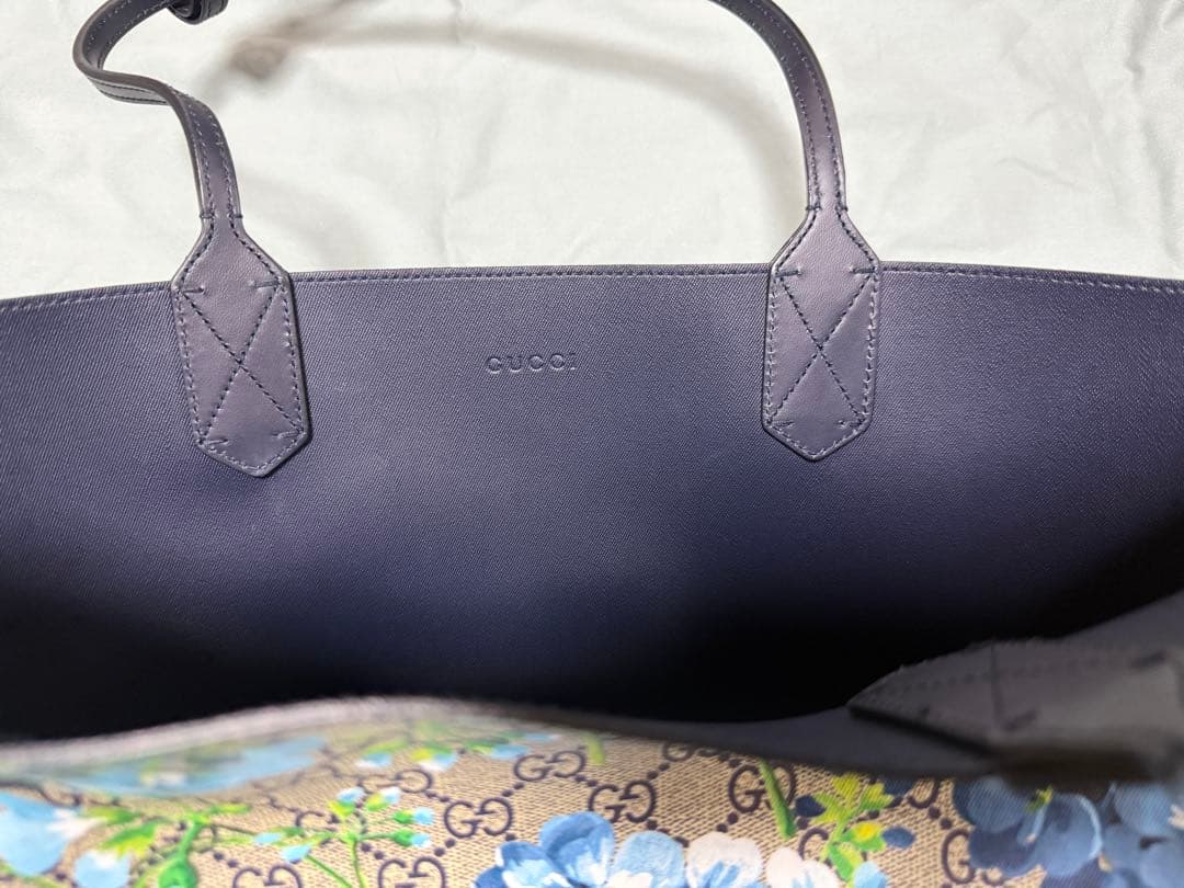 GUCCI GGブルームス　 花柄トートバッグ　ブルー　 リバーシブ