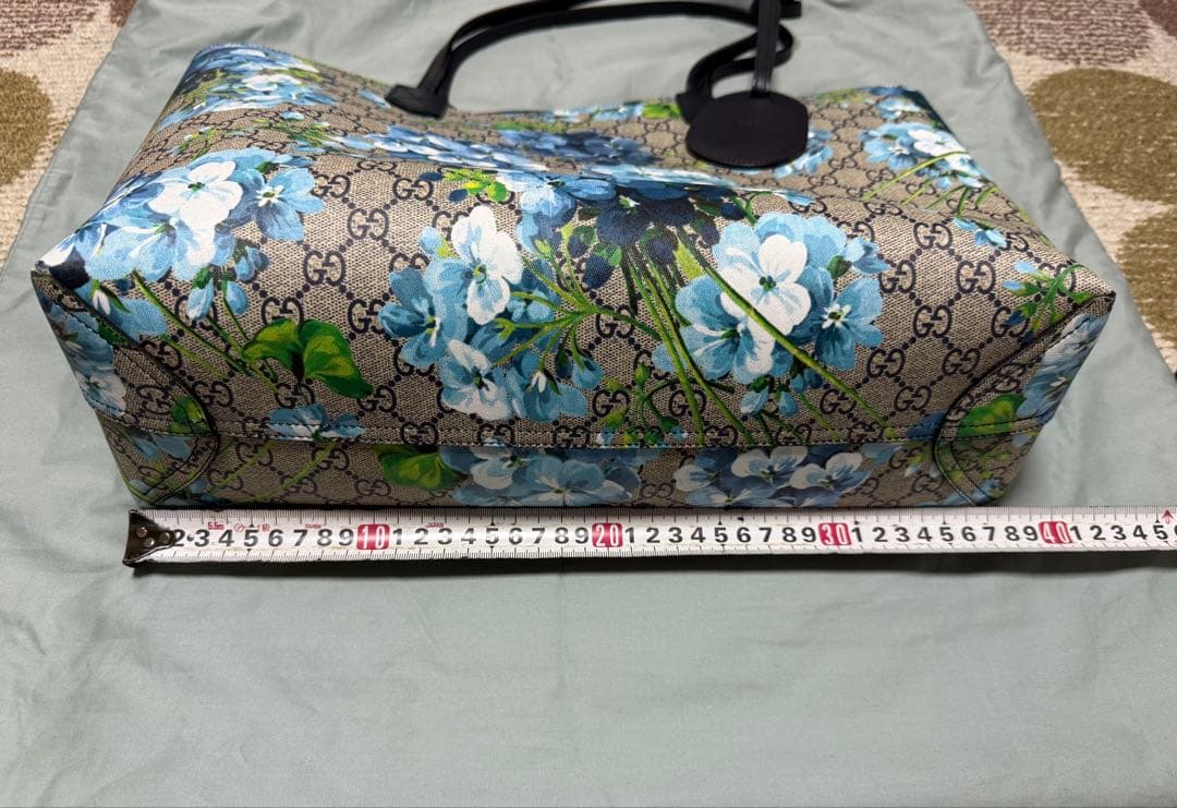 GUCCI GGブルームス　 花柄トートバッグ　ブルー　 リバーシブ