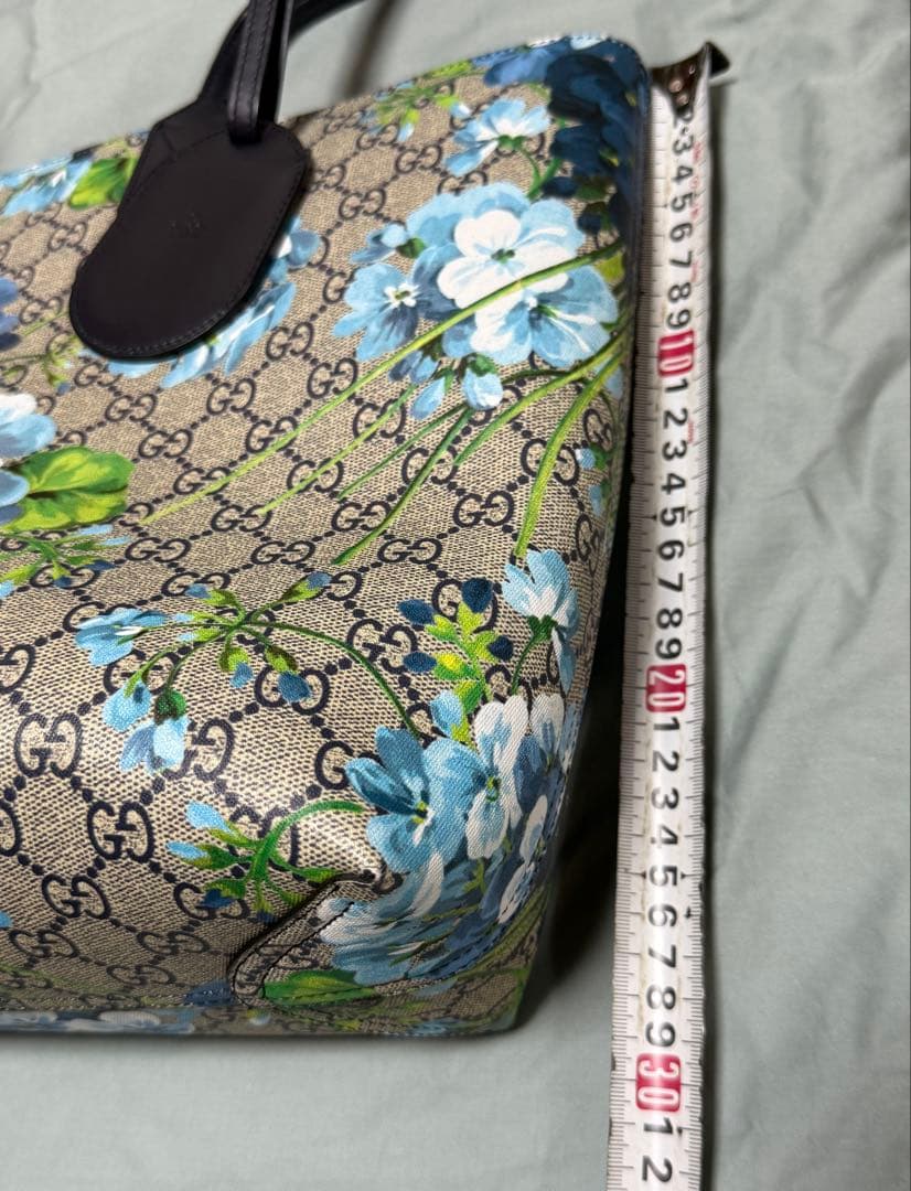 GUCCI GGブルームス　 花柄トートバッグ　ブルー　 リバーシブ
