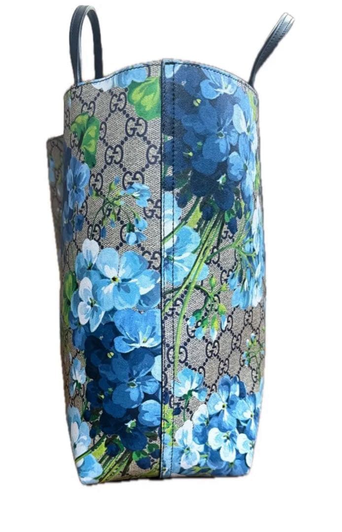GUCCI GGブルームス　 花柄トートバッグ　ブルー　 リバーシブ