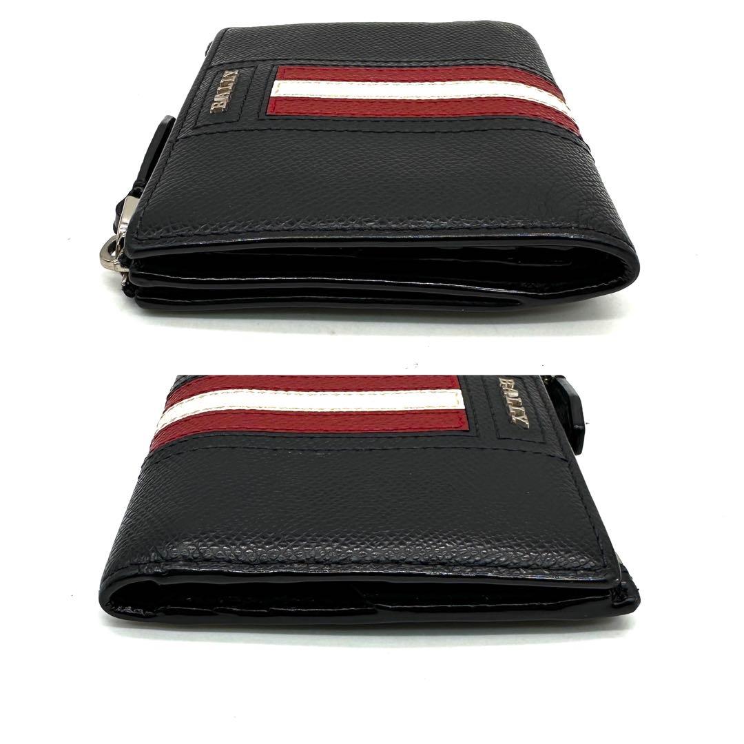 極美品 BALLY バリー 三つ折り財布 コンパクトウォレット レザー 黒