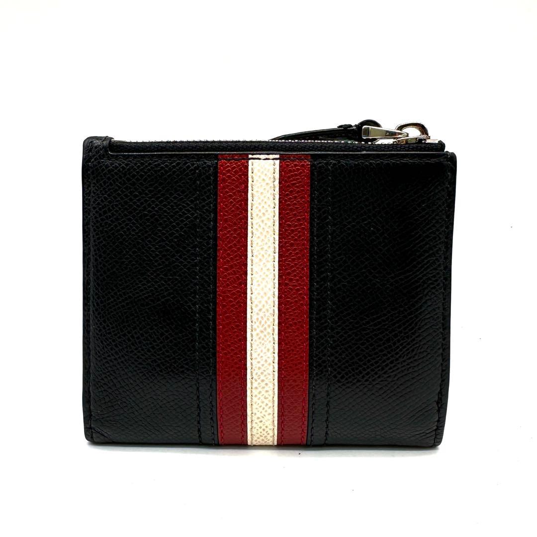 極美品 BALLY バリー 三つ折り財布 コンパクトウォレット レザー 黒