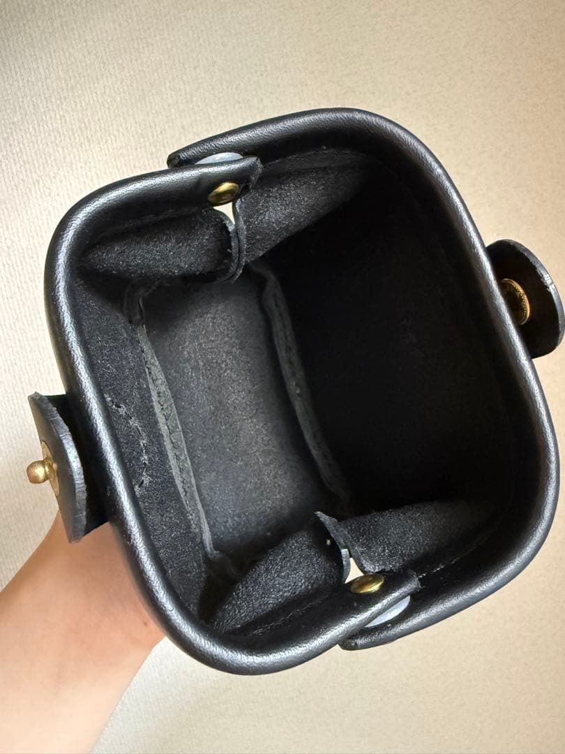 HERZ ヘルツ　日本製 ガマ口ポーチ ブラック　レザー