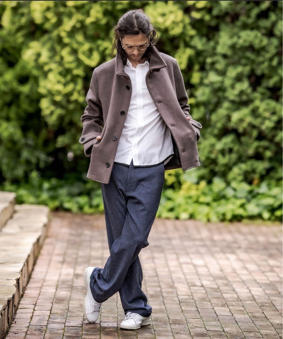 CAMBIO メルトンシングルPコート ブラウン Lサイズ