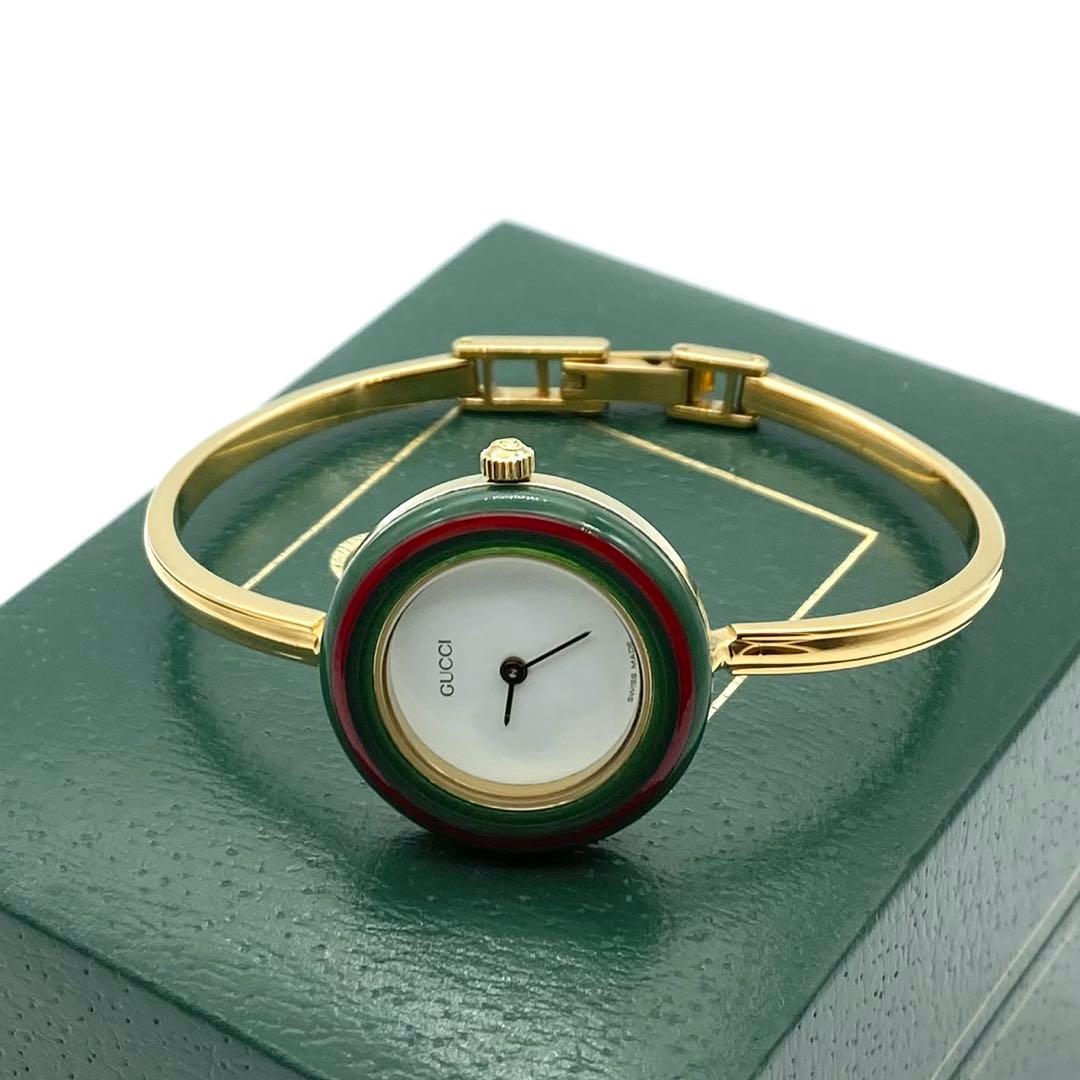 良品☆稼働　オーバーホール済　グッチ　チェンジベゼル　新品電池　レディース腕時計