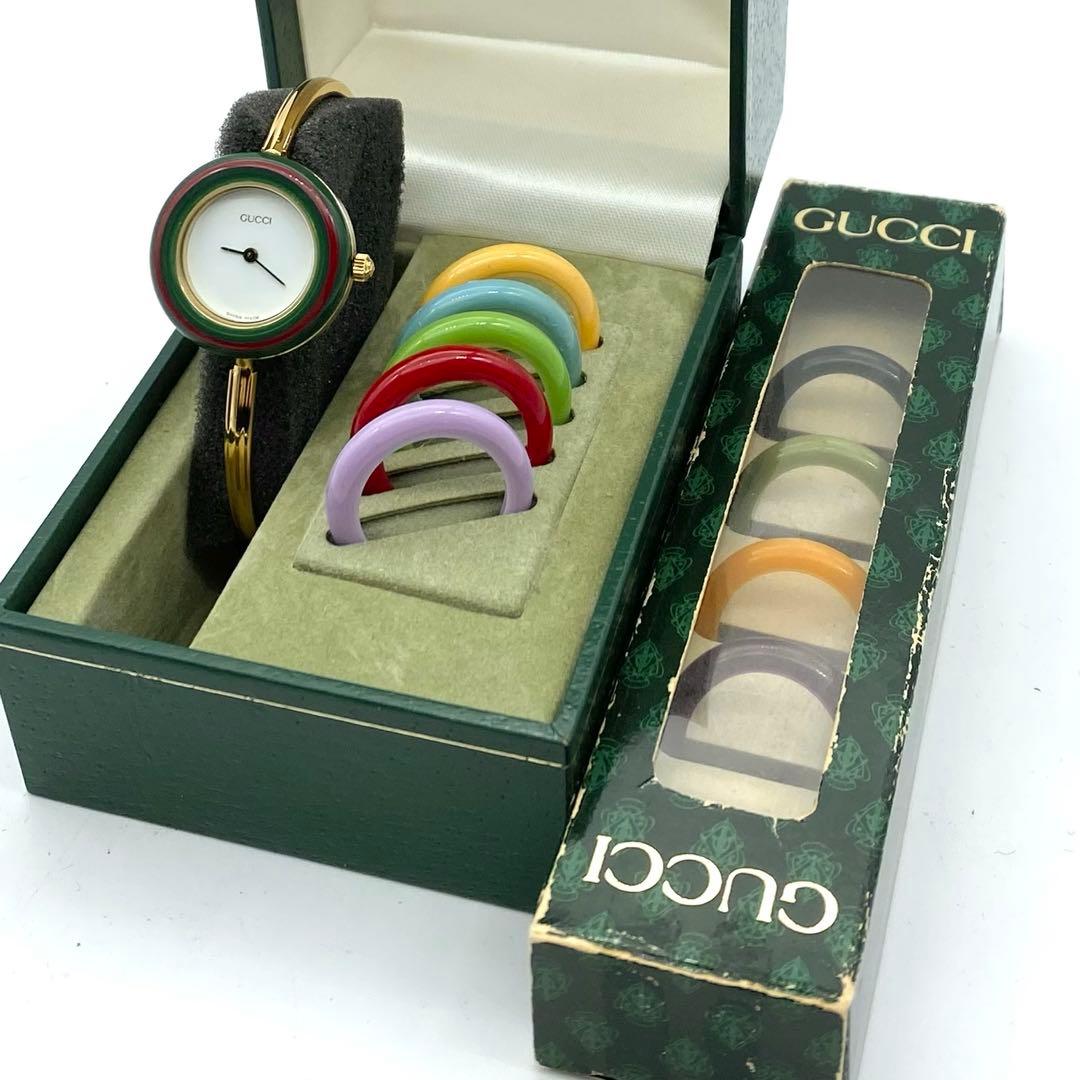 良品☆稼働　オーバーホール済　グッチ　チェンジベゼル　新品電池　レディース腕時計