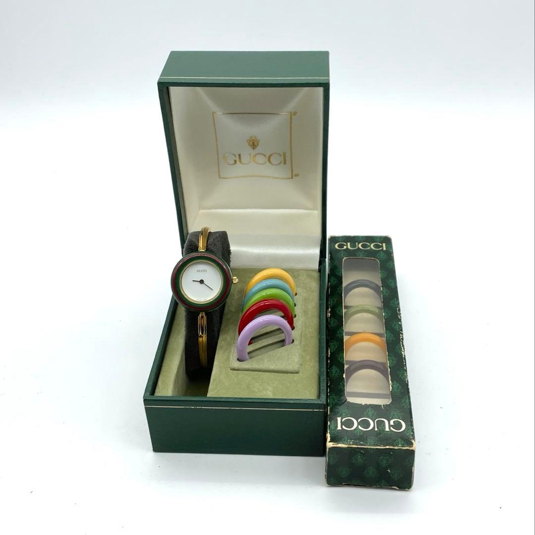 良品☆稼働　オーバーホール済　グッチ　チェンジベゼル　新品電池　レディース腕時計
