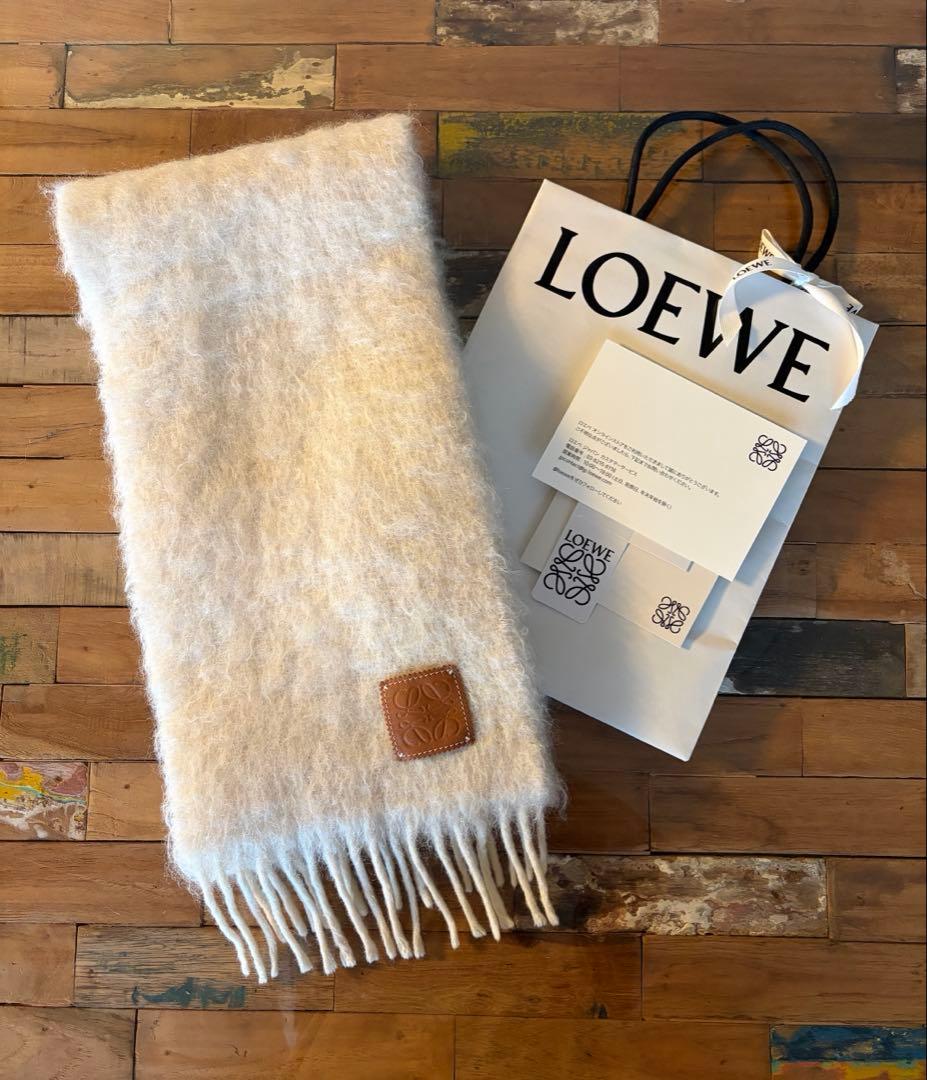 【新品・未使用】 LOEWE ロエベ モヘア マフラー アイボリー