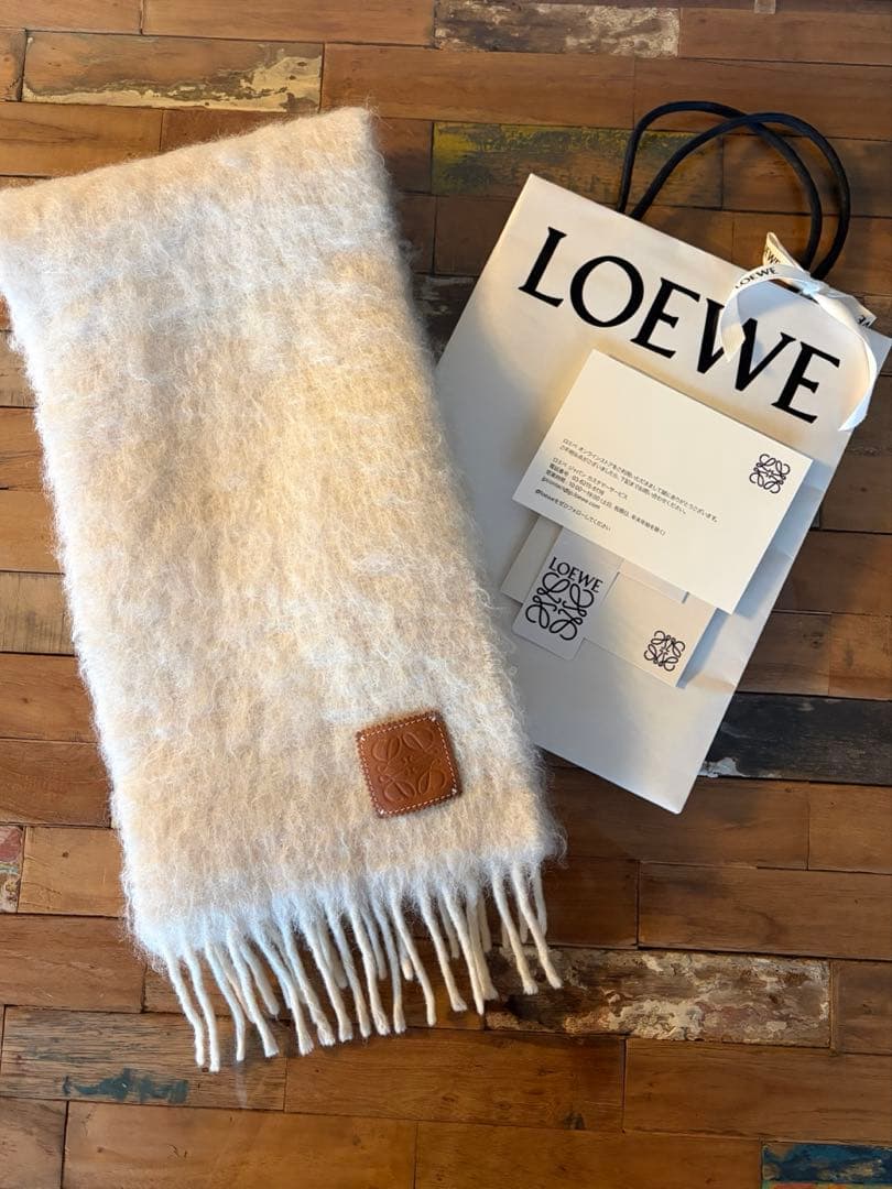 【新品・未使用】 LOEWE ロエベ モヘア マフラー アイボリー