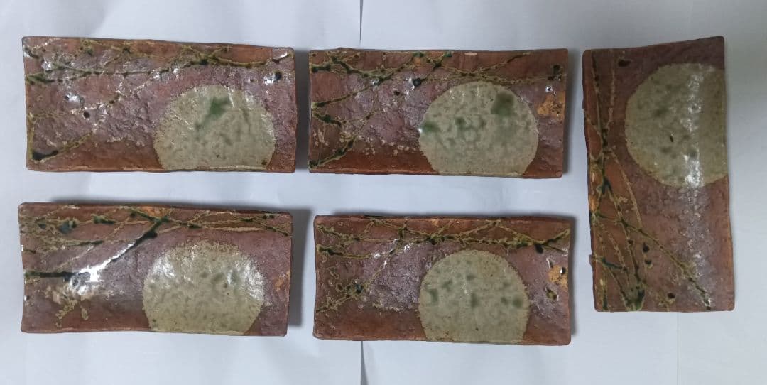 佐藤和次 長角皿 織部焼き 長方形皿 四方皿 早蕨窯 岐阜 5枚