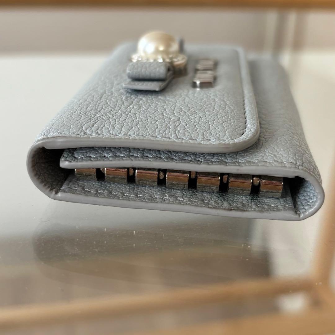 ☆MIUMIU☆ ミュウミュウ キーケース レザー パール リボン 可愛い