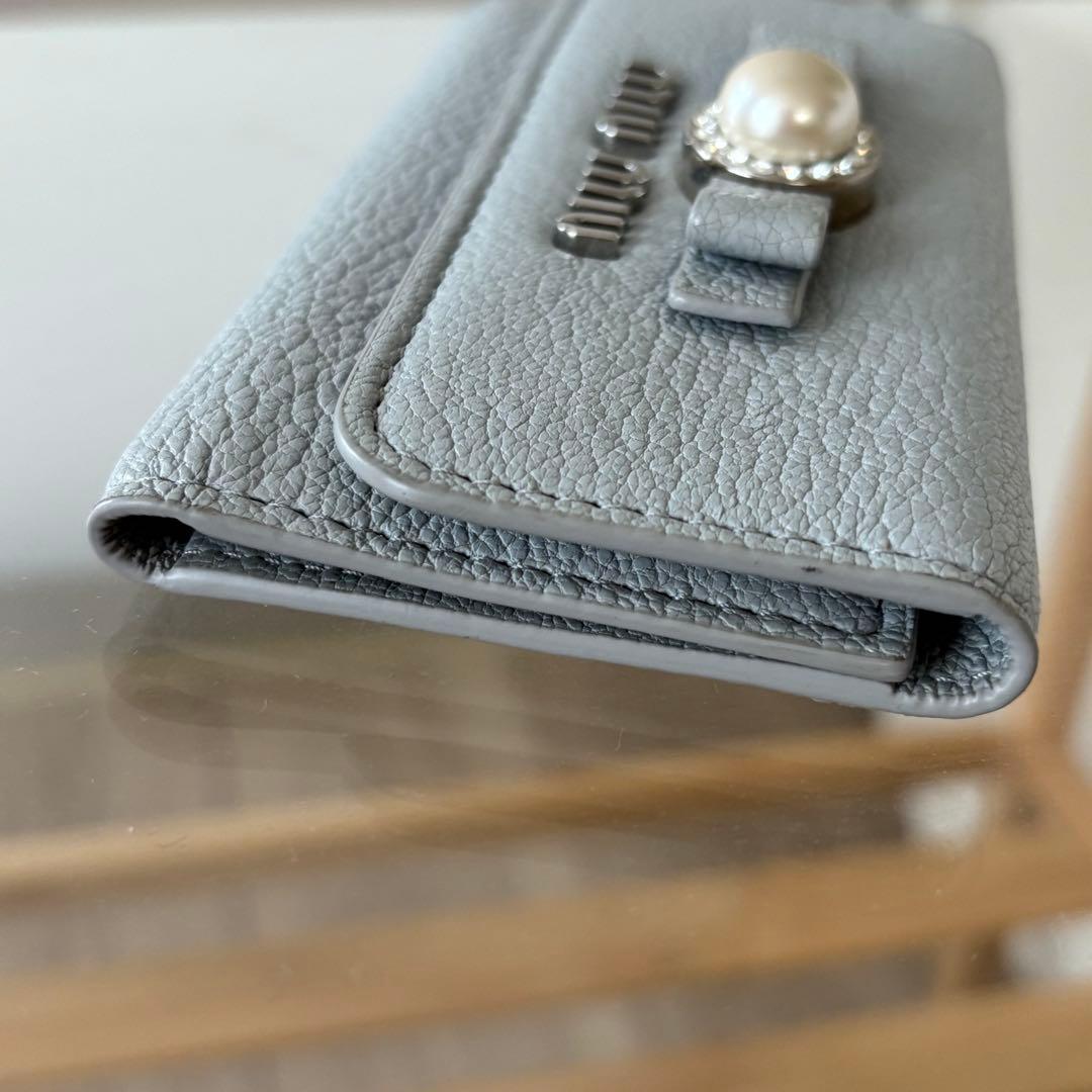 ☆MIUMIU☆ ミュウミュウ キーケース レザー パール リボン 可愛い