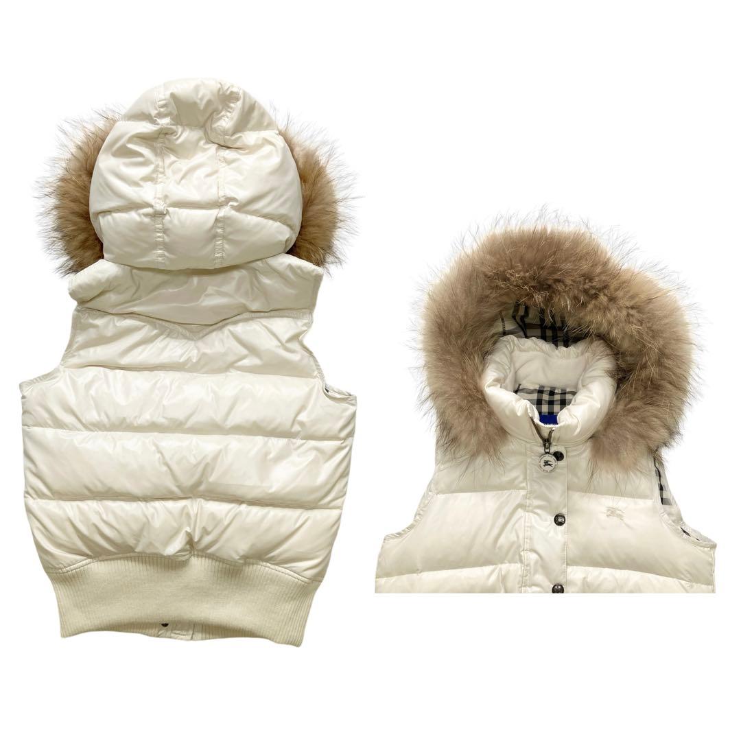 未使用 BURBERRY BLUE LABEL ダウンベストノバチェック ファー