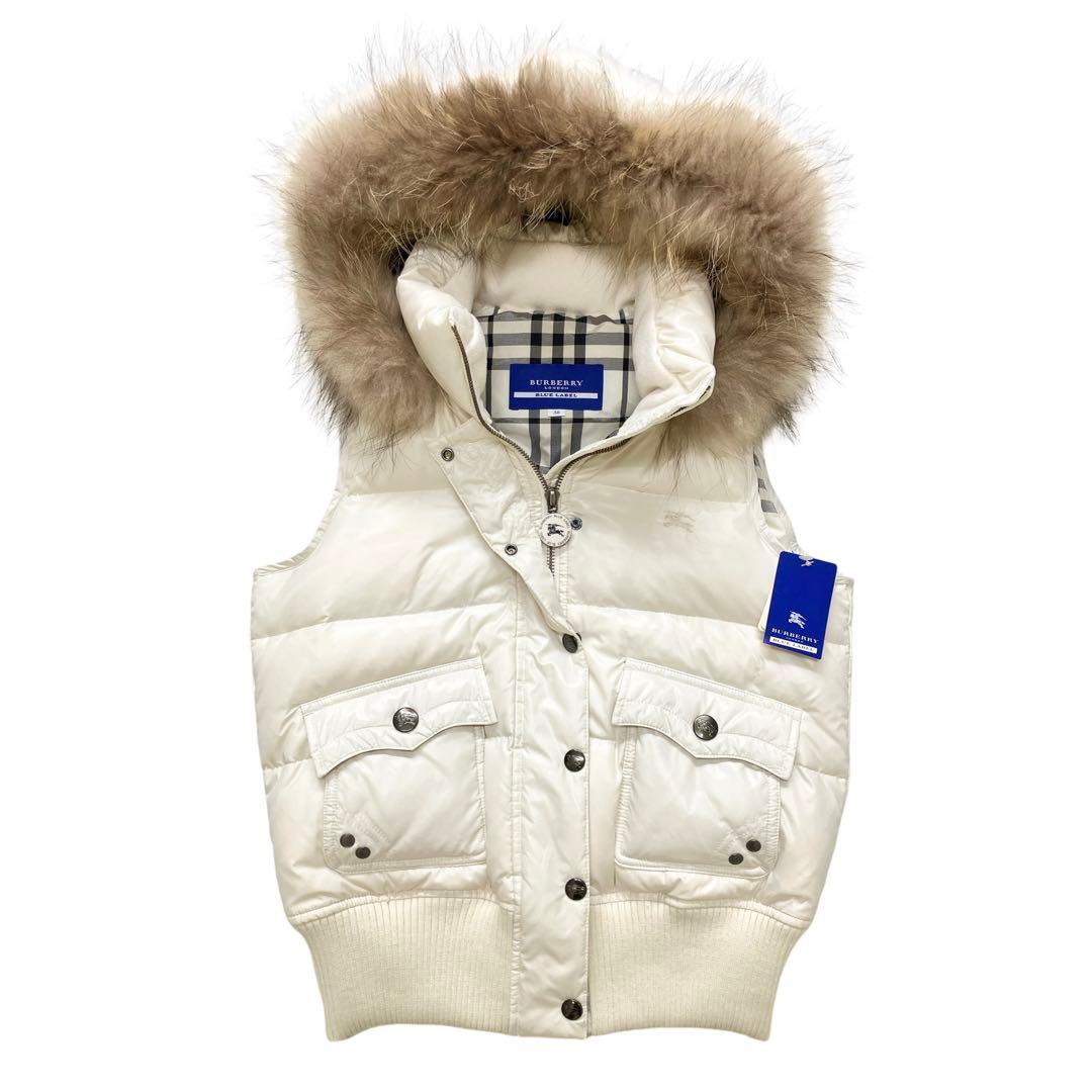 未使用 BURBERRY BLUE LABEL ダウンベストノバチェック ファー